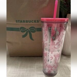 Starbucks Plastic Lovely Pink Monkey Roller Rabbit Tumbler 24oz New 🩷